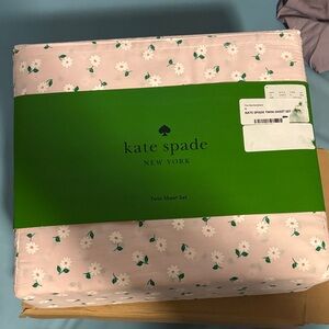 Kate Spade Pink and White Floral Twin Sheet Set